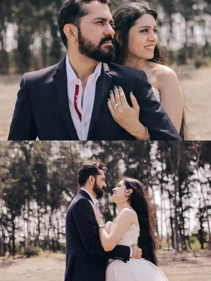 A set of romantic portraits taken near a wooded area by the beach. This shows how we can get a variety of backdrops in a single pre-wedding location.
