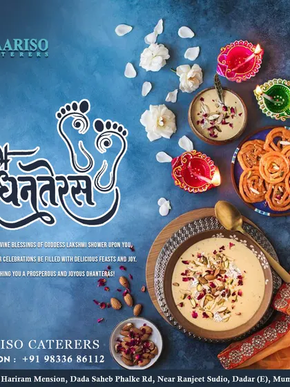 Shubh Dhanteras. May your celebrations be filled with delicious feasts and joy. We offer a range of traditional sweets and savory dishes for your Diwali festivities.
