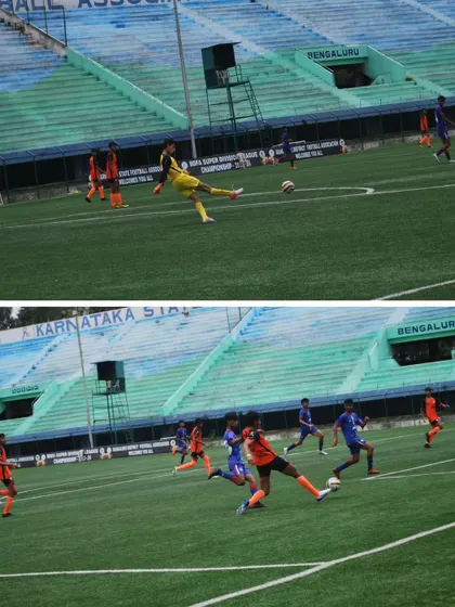 More action shots from our U-17 team's match, highlighting our goalkeeper's skills and our outfield players' tactical movement.