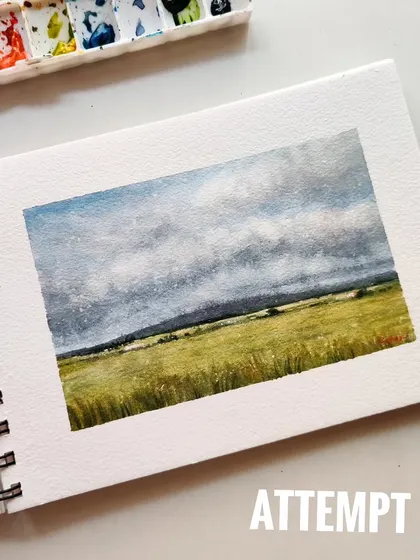 Attempt 02. The composition felt a bit off in this one, and I overworked the sky again. Every "failed" painting is a learning experience.