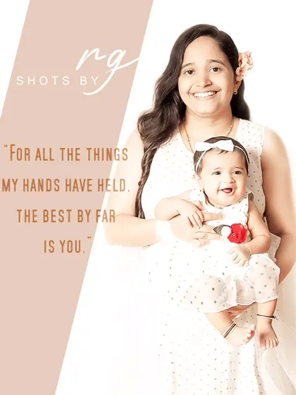 "For all the things my hands have held, the best by far is you." A beautiful portrait of a mother and her smiling baby girl.