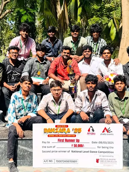 Another shot with the team and our prize. Moments like these are what drive my passion for creating powerful and award-winning group dance performances.