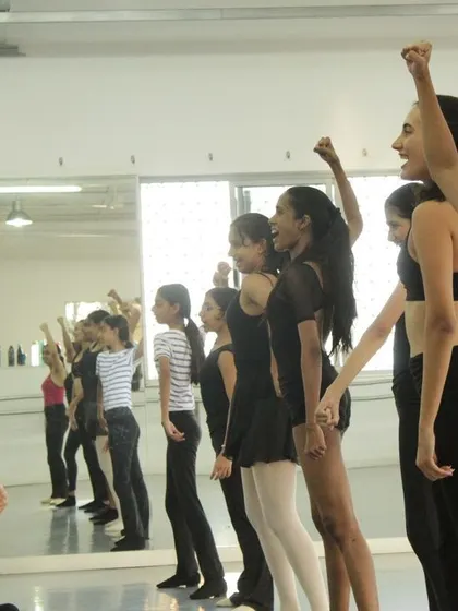 The energy is high as our students learn a routine during a musical theatre intensive. It's all about expression, teamwork, and the joy of performance.