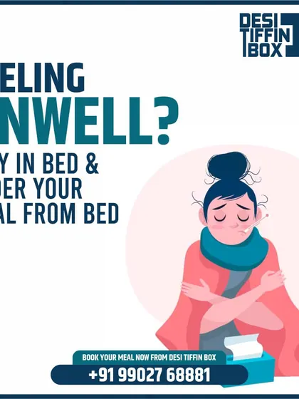 Feeling unwell? The last thing you should worry about is cooking. You can stay in bed and order a simple, nourishing meal from me. I'll deliver hot and hygienic food to help you feel better.