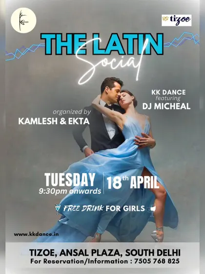We take the party to different venues across Delhi. This flyer is from one of our Latin Socials at Tizoe, Ansal Plaza, where we offered great music, special deals, and a night of non stop dancing.