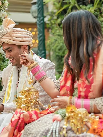 A playful moment during the wedding rituals. Small weddings allow for so much fun and personality to shine through.