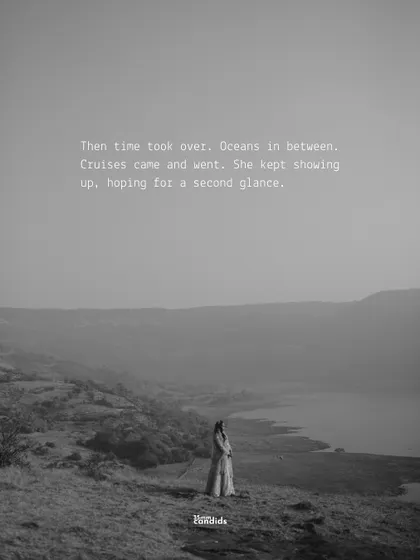 A black and white landscape shot that speaks of time, distance, and hope. It represents the period of waiting and longing before they found their way back to each other.