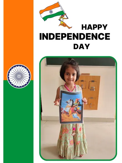 A child proudly displays a picture of a national hero during our Independence Day activities. Learning about the people who shaped our country inspires our young citizens.