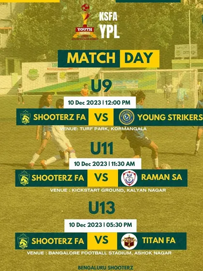 A collage of our official Match Day announcements for the KSFA Youth Premier League. We ensure our players, parents, and supporters are always informed about upcoming fixtures for all age groups.
