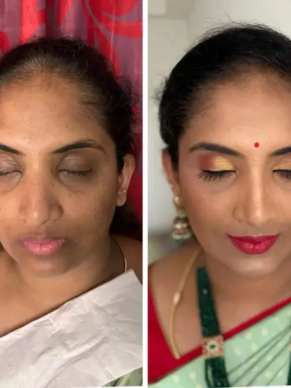 A simple yet effective makeover for a wedding guest. This before and after highlights how I use color correction and foundation to create an even canvas, finished with a pop of color on the eyes and lips.
