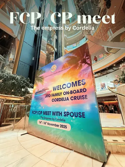 Your event doesn't have to be confined to a banquet hall. I planned this exclusive corporate meet for JITO on the Cordelia Cruise, handling all on-board branding and logistics to create a truly unique networking experience at sea.