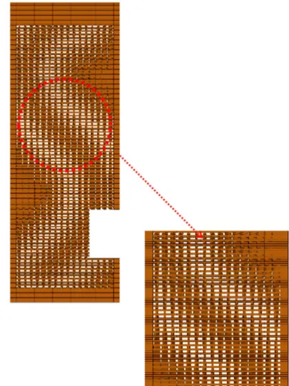 A digital diagram illustrating the complex pattern of the parametric brick facade.