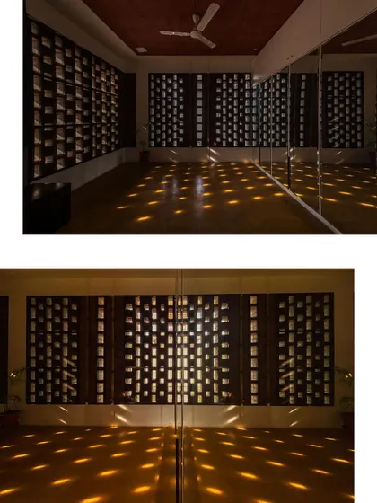 A collection of images that further explore our fascination with light. These photos capture how skylights, courtyards, and jaali walls fill our buildings with dynamic patterns of light and shadow.