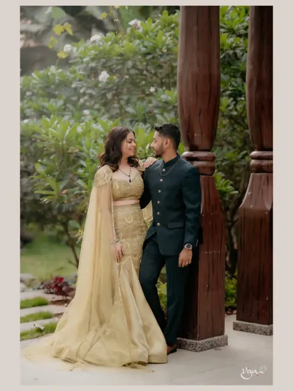 A loving gaze between the couple, captured beautifully.