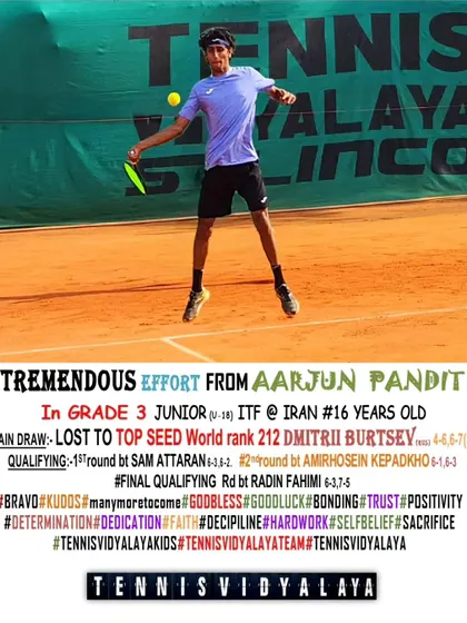 A tough match against the top seed at the Grade 3 Junior ITF in Iran, a valuable learning experience.