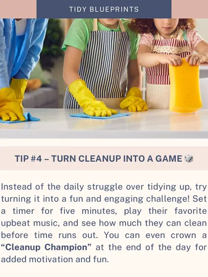 Instead of the daily struggle over tidying up, turn cleanup into a game. Set a timer for five minutes, play their favorite music, and see how much they can clean before time runs out.
