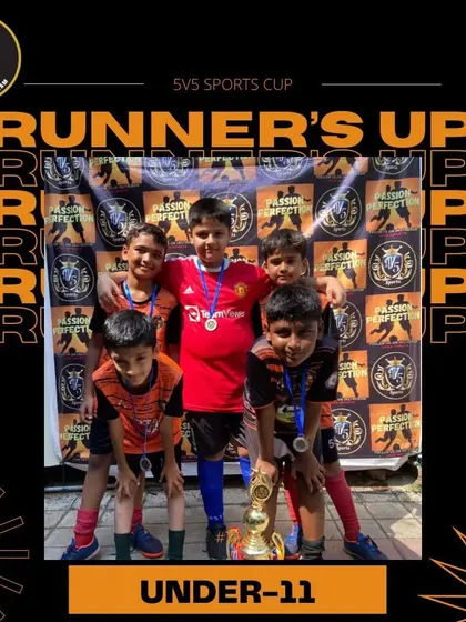 Our U11 squad celebrating their runner-up finish at the 5v5 Sports Cup.