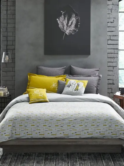 A clean, styled shot of the "His" version of the bedlinen collection. This image provides a clear and attractive view of the product, appealing to a customer looking for a modern, masculine aesthetic.