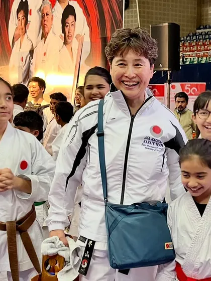 My students interacting with a highly respected female Shihan from the JKA National Team. It is inspiring for all students, especially young girls, to see women at the highest levels of karate.