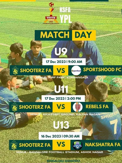 A collage of our official Match Day announcements for the KSFA Youth Premier League. We ensure our players, parents, and supporters are always informed about upcoming fixtures for all age groups.