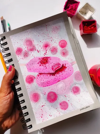 My entry for an art challenge with the color prompt "Rose, Pink." I painted these fun ice cream bars using gouache.