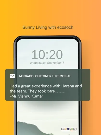 A testimonial from Mr. Vishnu Kumar, who had a great experience with Harsha and the team. He emphasizes that we took care of everything, from sizing and regulatory documentation to a quality implementation.
