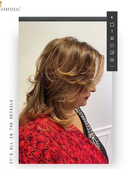 The layers in this haircut add incredible volume and shape, framing the client's face beautifully. It's a stylish and easy-to-maintain look.