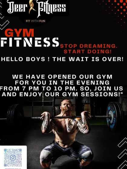 The wait is over for all the boys. Our unisex gym is open for you in the evening from 7 PM to 10 PM. Come join our sessions and start your fitness journey with us.