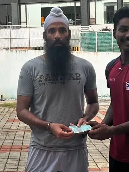 An award being presented to one of my players by Indian hockey star Jarmanpreet Singh. A moment this young athlete will never forget.