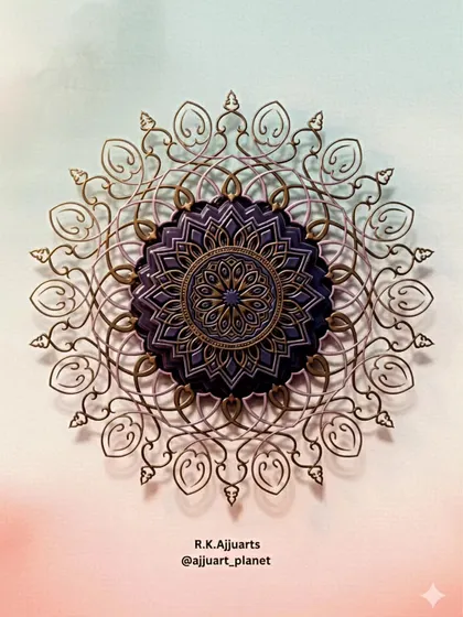 Here I have given my simple line art mandala a 3D look. The shadows and highlights make the intricate patterns appear to float off the page, adding depth and dimension to the design.