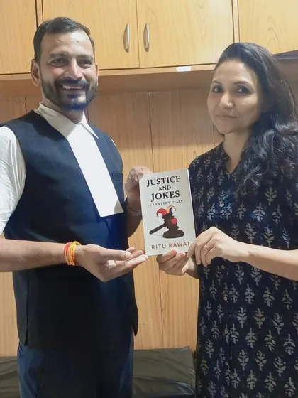 With Advocate Ritu Rawat, the author of "Justice and Jokes." Collaboration and mutual support are the cornerstones of my practice.