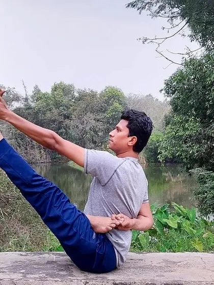 This seated leg extension, a variation of Ubhaya Padangusthasana, challenges both flexibility and core control. The story of the musk deer reminds us that true happiness, or *sukha*, is not found outside but is discovered within ourselves.