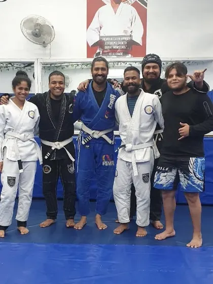 Posing with a group of students who consistently show up and put in the hard work. Their dedication is what makes our BJJ community in India so strong.
