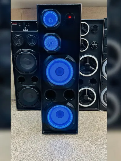 The Black Star speaker looking cool in blue. All my speakers come with multiple connectivity options like Bluetooth and USB, along with full remote control.