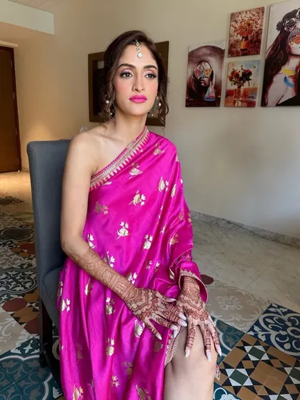 The final look. Deepali is glowing, confident, and ready for her Haldi ceremony. The minimal makeup lets her natural beauty and the vibrant outfit shine.