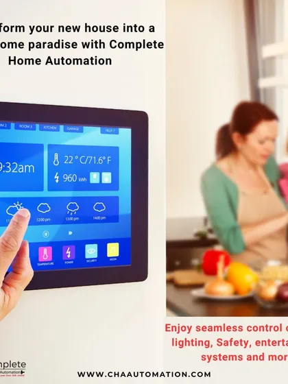 A wall-mounted touch panel provides a central command center for your home. This allows anyone in the family to easily adjust lighting, check the weather, and manage security systems.