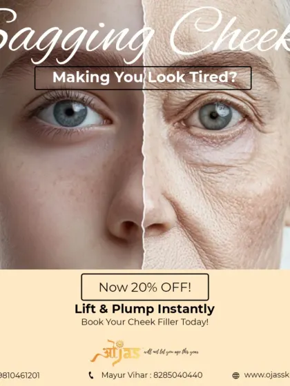 Sagging cheeks can make you look tired and drawn. With strategically placed cheek fillers, we can instantly lift and add volume to the mid face, restoring youthful contours and a plumper, healthier appearance.
