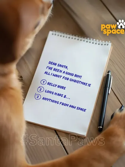 A little holiday fun from a dog's perspective. On every good boy's and girl's wishlist, you'll always find the simple things: belly rubs, long naps, and of course, a little something special from PawSpace.