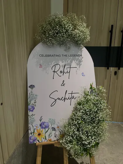 The welcome sign for Rohit and Suchita's anniversary, an event where we had the joy of catering a multi-cuisine feast.