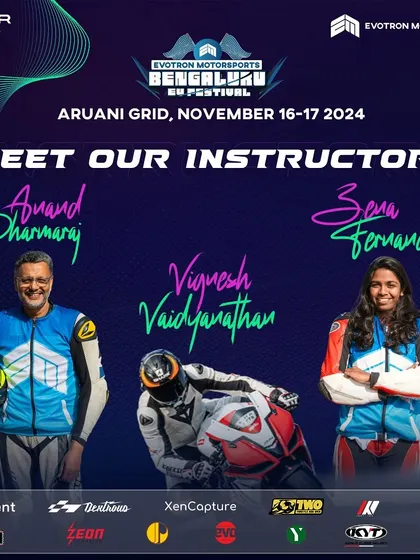 Meet the instructors for the EV festival. I'm proud to work alongside other champions like Zena and Vignesh to coach the next generation of racers.