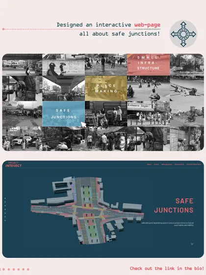 A preview of the interactive webpage we designed for Project Intersect, created to educate users on safe junction design and the impact of our interventions.