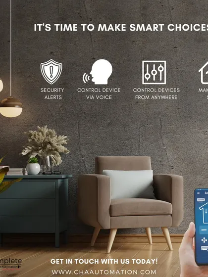 This shows a user managing their home's climate and security settings from their phone. Our system gives you the power to command your environment from anywhere, at any time.