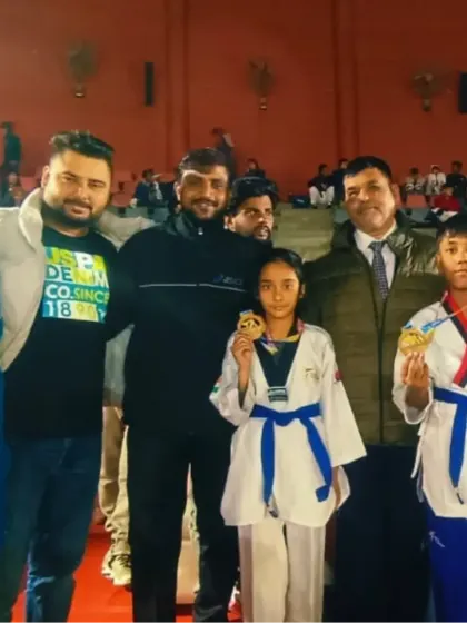 Posing with my national medalists, Naysha and Rohan, after their successful run at the championship in Lucknow. Their hard work is an inspiration to us all.