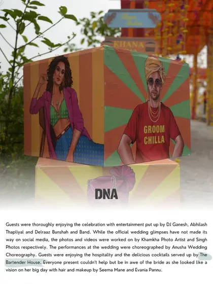 A feature in DNA newspaper, again highlighting our contribution to the celebrity wedding. We are proud to have our work recognized in the media.