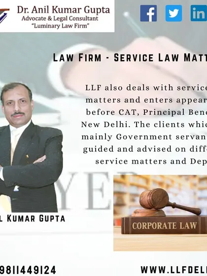 Luminary Law Firm is proficient in handling service law matters and represents government servants before the appropriate legal forums, including the Central Administrative Tribunal.