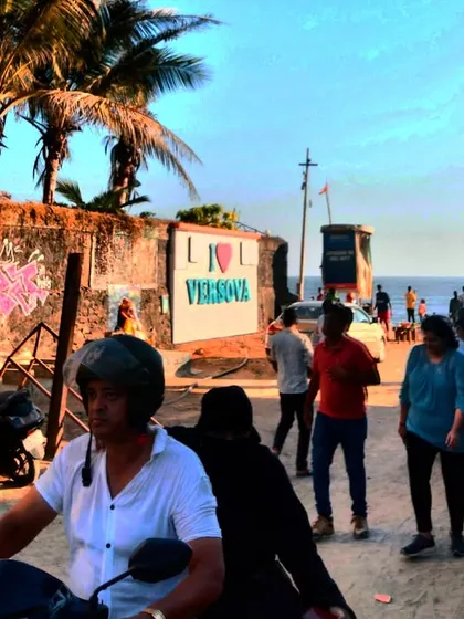 My art becoming part of the daily hustle and bustle at Versova beach. I love when my work lives and breathes with the city.