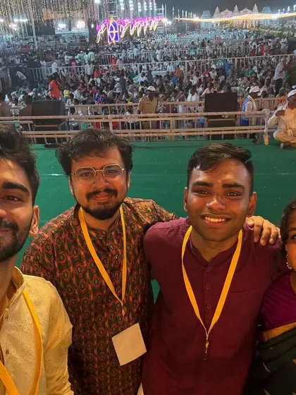 A post-show selfie with my bandmates after performing for a massive crowd of over 15,000 in Andhra Pradesh. The scale of this event was breathtaking.