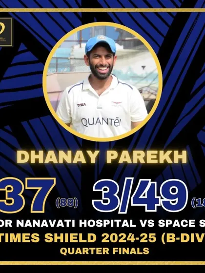 Dhanay Parekh making key contributions with bat and ball in the Times Shield Quarter Finals.