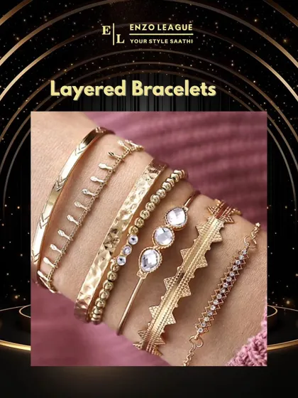 Layered bracelets are a great way for women to express their personal style. Mixing different textures and metals creates a unique, curated look that feels both modern and bohemian.