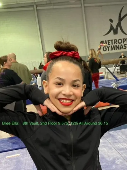 Bree Ella from our Level 7 team is all smiles after her performance at the state meet.